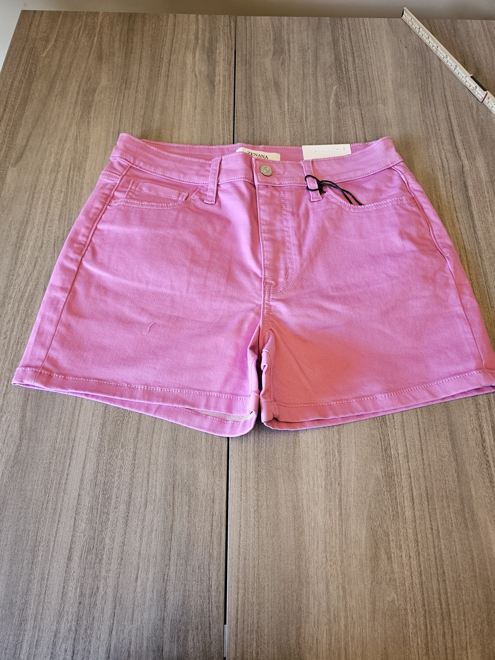 ZENANA Pink High Waisted Denim Shorts Women's Size Large